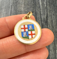 Enameled 18K Gold Shield of Cagliari Italy