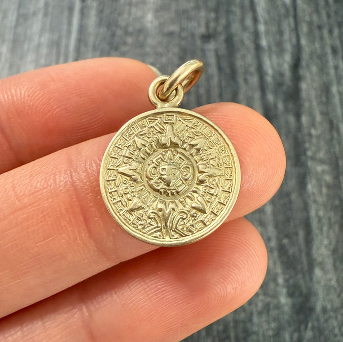 Vintage 14K Gold Aztec Calendar Charm