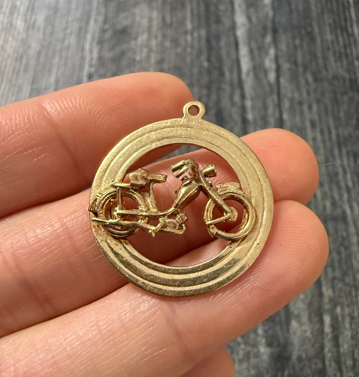 Vintage 9K Gold Motorcycle Dirt Bike Charm