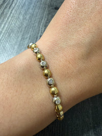 French Diamond and 18K Bicolor Gold Bubble Bracelet