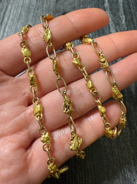 Vintage Gold Nugget Necklace / Bracelet, 15.6" Long