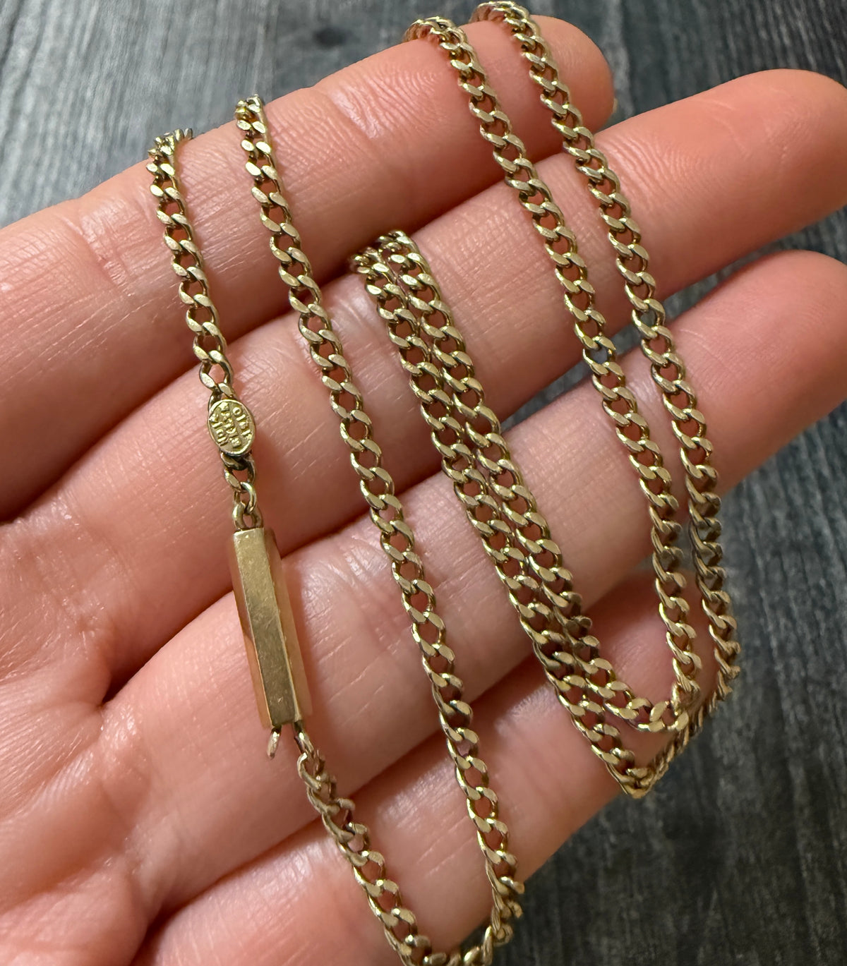 Brooklyn Art Deco 14K Gold Curb Link Chain, 20" Long