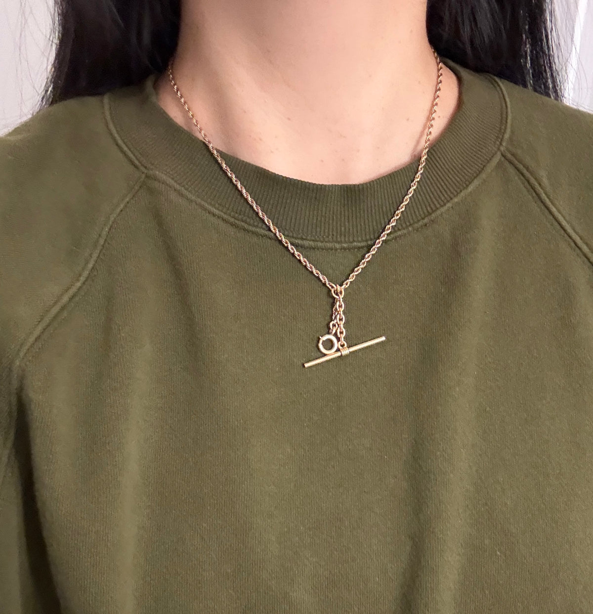 Antique 14K Gold Rope Link Watch Chain, 18" Long