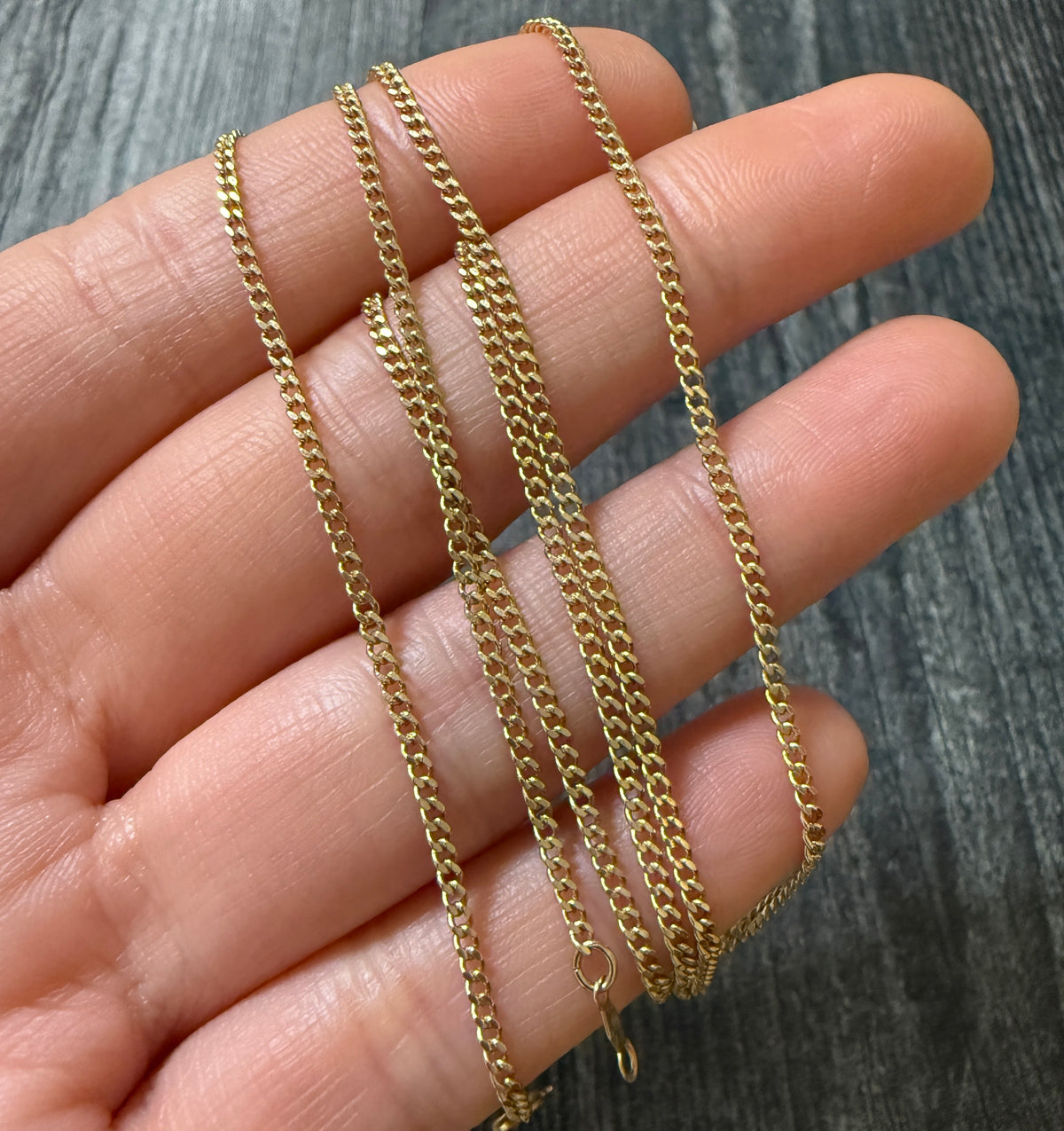 Vintage 14K Gold Curb Link Chain, 24.5" Long