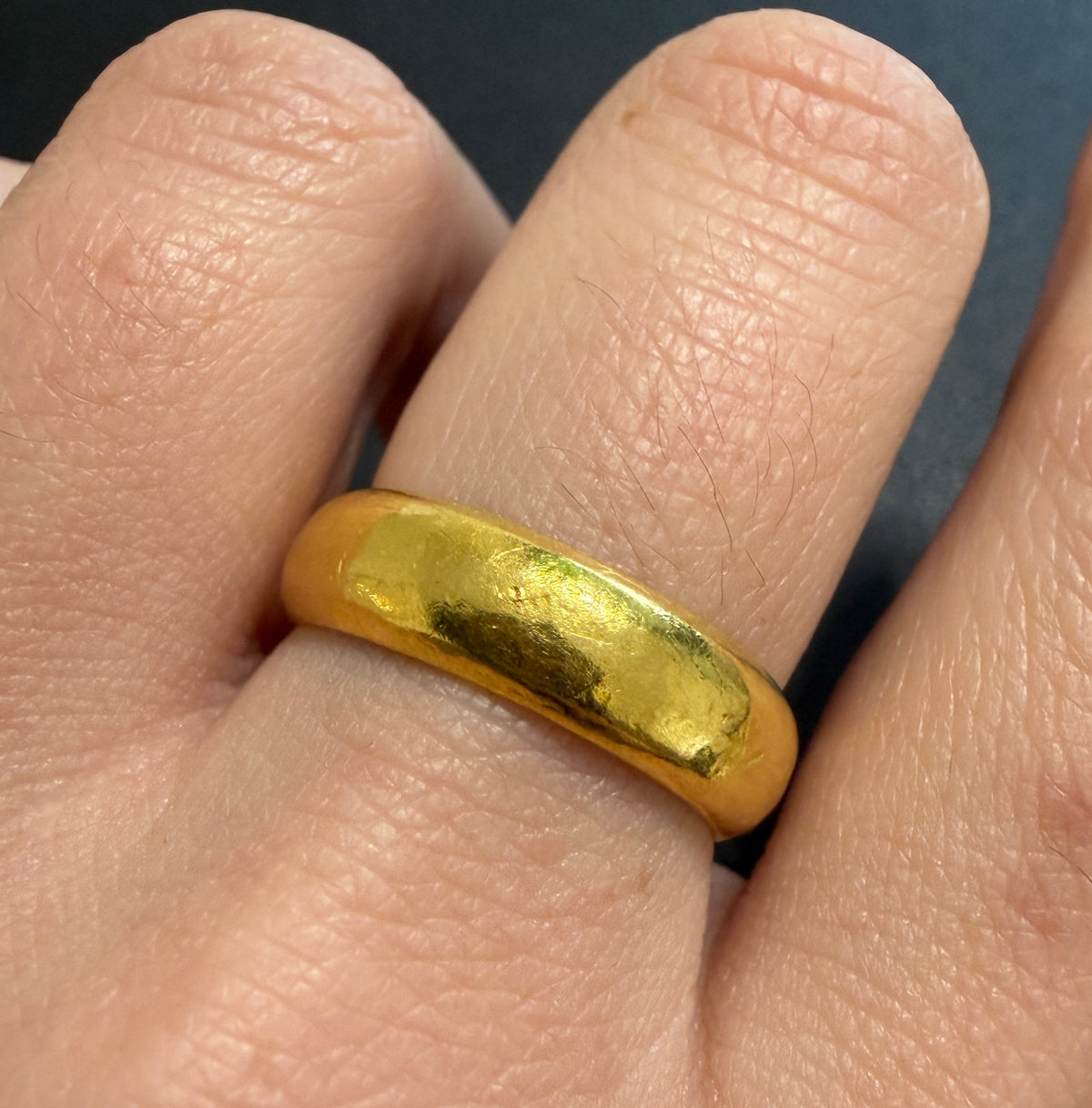 Hammered 24K Gold Band, Stacking Ring, Size 8.5