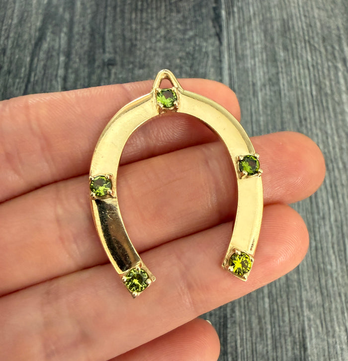 Vintage Peridot and 14K Gold Horseshoe Charm