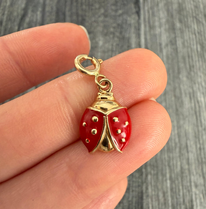 Enamel and 14K Gold Ladybug Charm