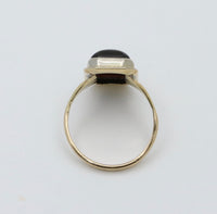 Art Deco 14K Gold, Agate and Diamond Plaque Ring