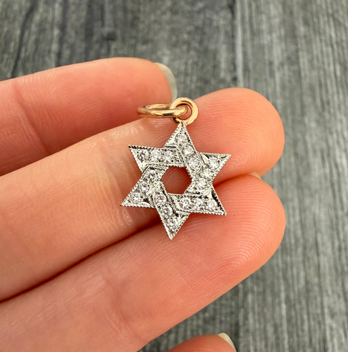 Diamond and 14K Gold Star of David Charm