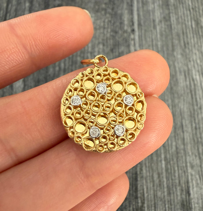 Diamond and 14K Gold Bubble Pendant