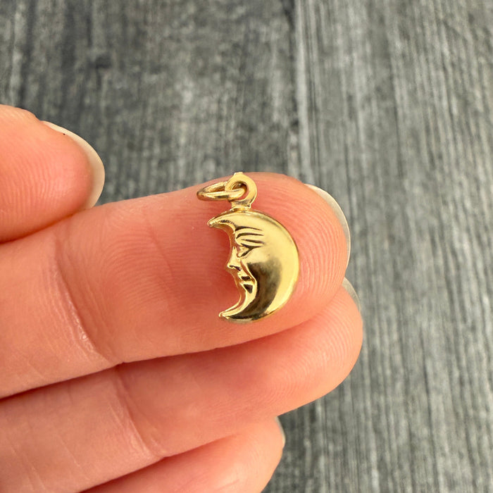 Puffy 18K Gold Crescent Moon Charm