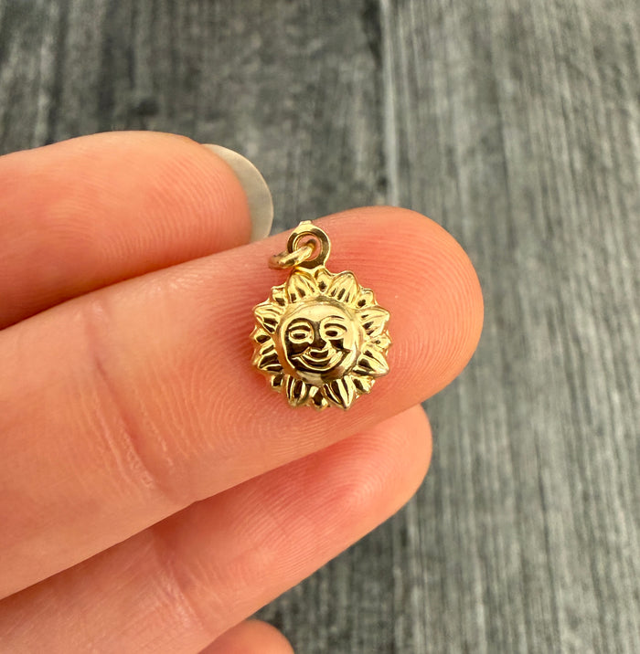 Mini Puffy 18K Gold Sun Charm