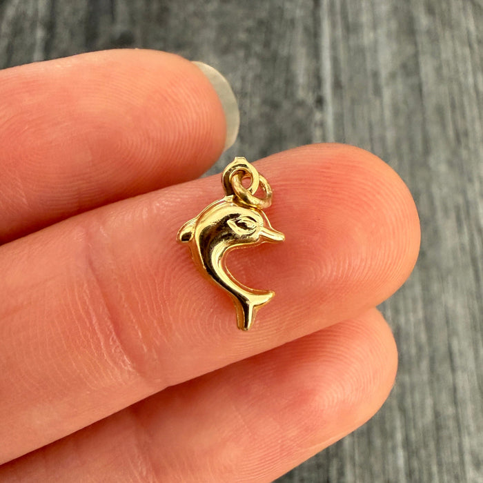 Puffy 18K Gold Dolphin Charm