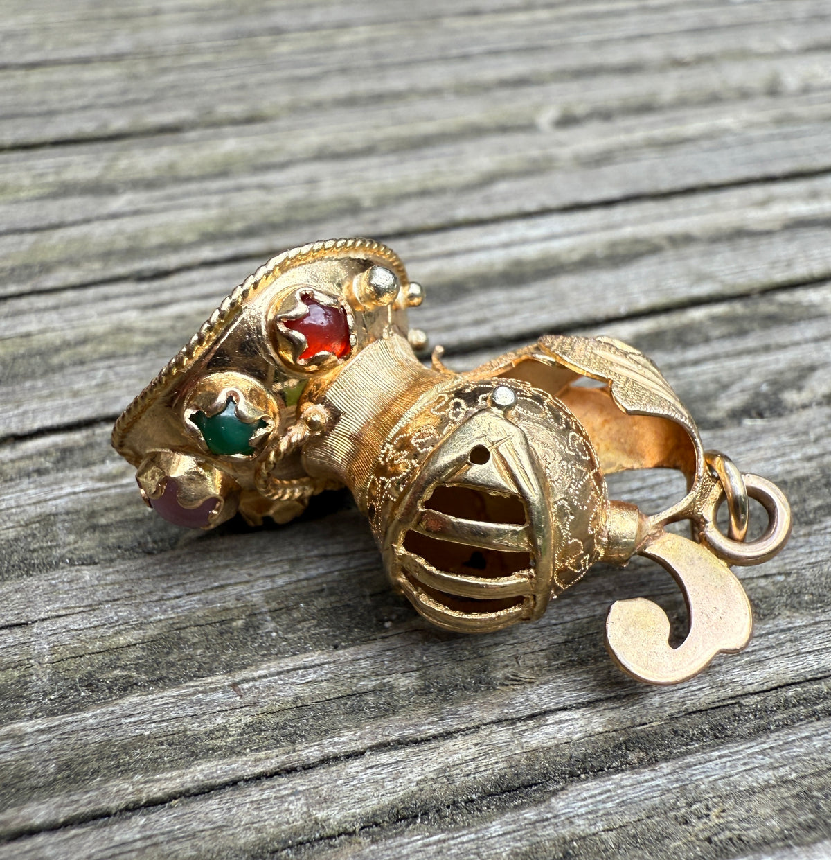 Vintage 18K Gold Knight's Helmet Armor Charm