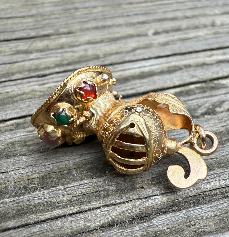 Vintage 18K Gold Knight's Helmet Armor Charm
