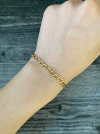 Vintage 14K Geometric Open Link Bracelet, 7.75” Long