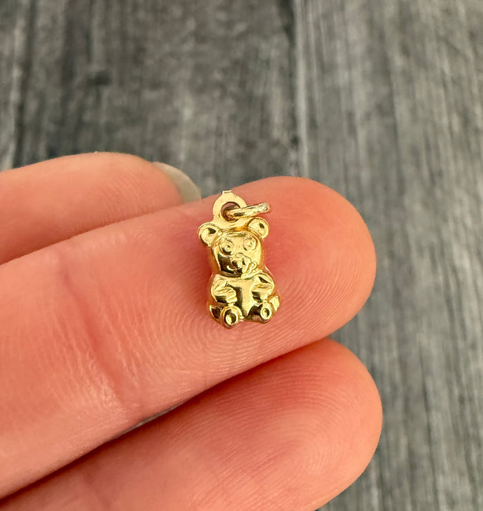 Puffy 18K Gold Teddy Bear Charm