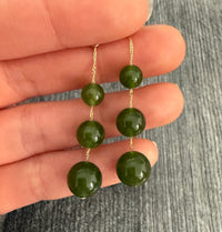 Jade Ball and 14K Gold Dangle Earrings