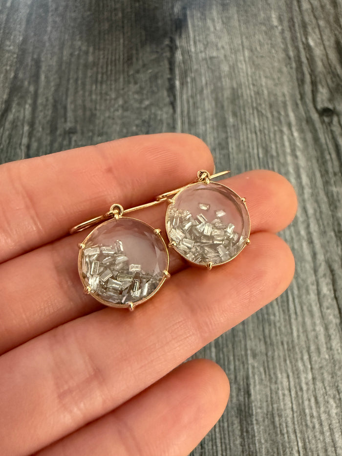 Floating Diamond Shaker and 18K Rose Gold Dangle Earrings