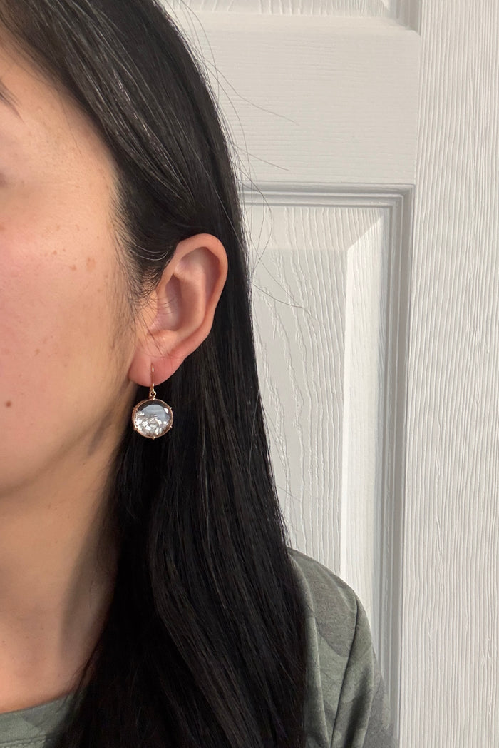 Floating Diamond Shaker and 18K Rose Gold Dangle Earrings
