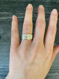 Vintage 1.8 Ct Princess Cut Diamond and 14K Gold Architectural Ring