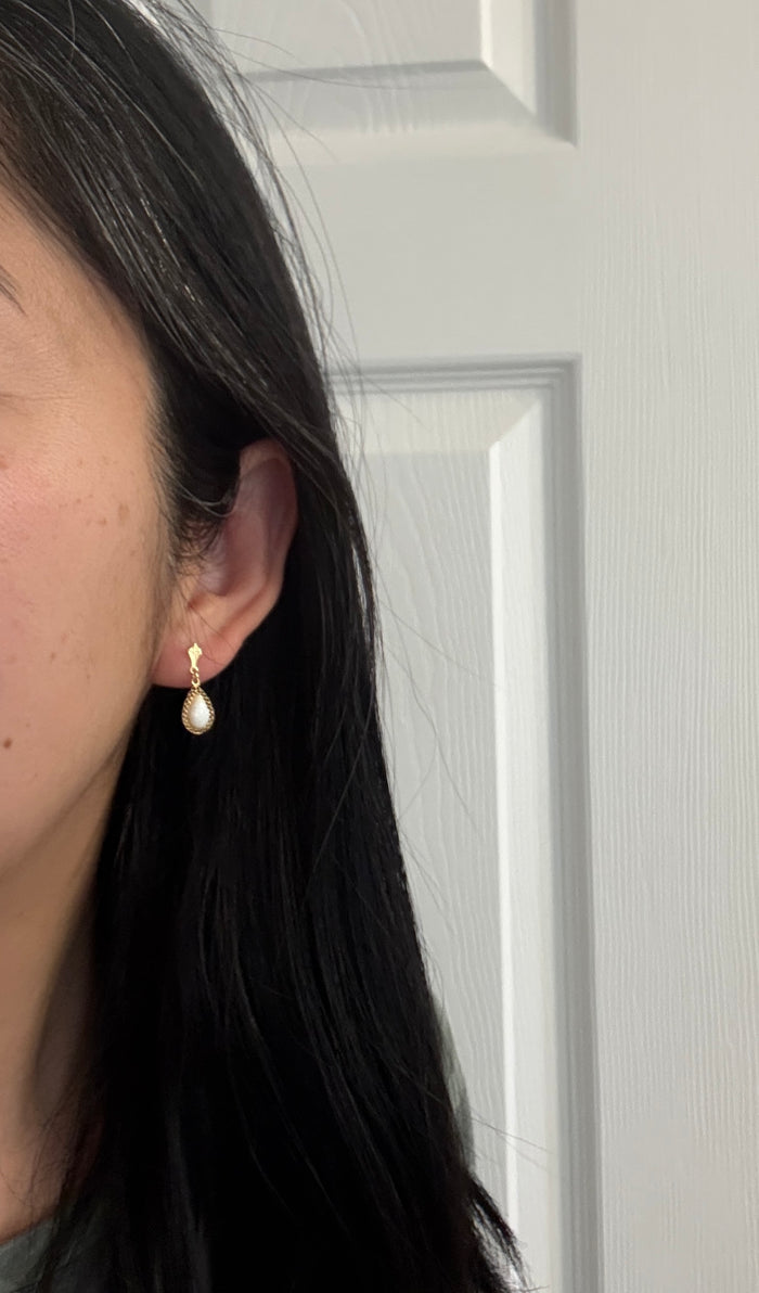 Opal and 14K Gold Tear Drop Dangle Earrings