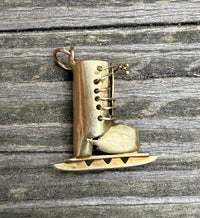 Vintage 14K Gold Ice Hockey Skate Charm