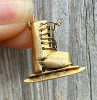 Vintage 14K Gold Ice Hockey Skate Charm