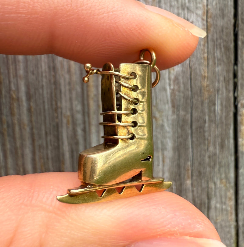 Vintage 14K Gold Ice Hockey Skate Charm