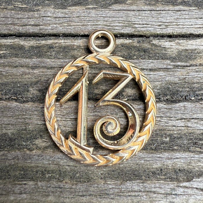 Large A/O Lucky 13 Charm in 14K Gold