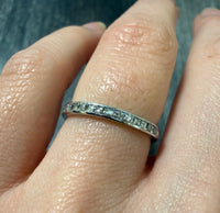 Carre Cut Diamond and Platinum Band, Size 6.25