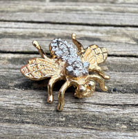 Vintage 14K and Diamond Bee Pin