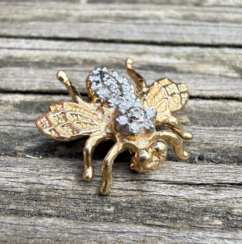 Vintage 14K and Diamond Bee Pin