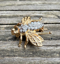 Vintage 14K and Diamond Bee Pin