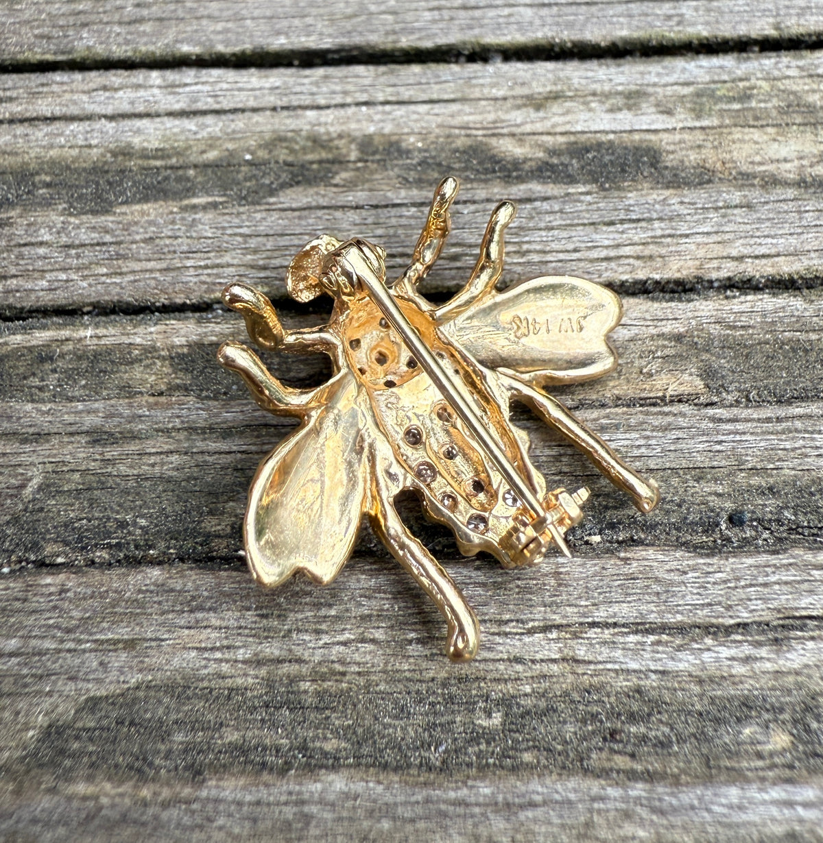 Vintage 14K and Diamond Bee Pin
