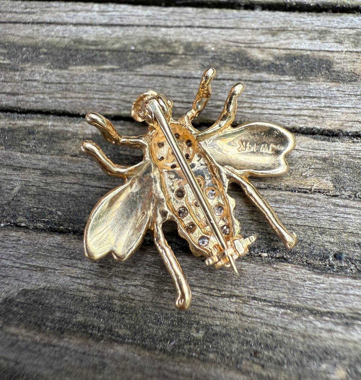 Vintage 14K and Diamond Bee Pin