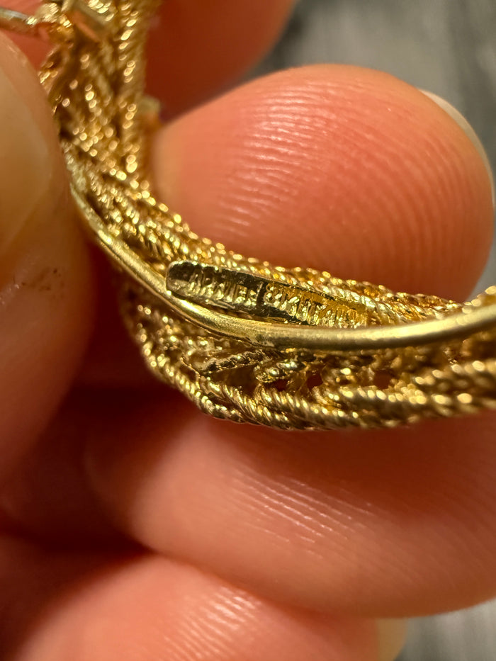 Vintage Cartier Ruby and 18K Gold Mesh Open Knot Circular Pin