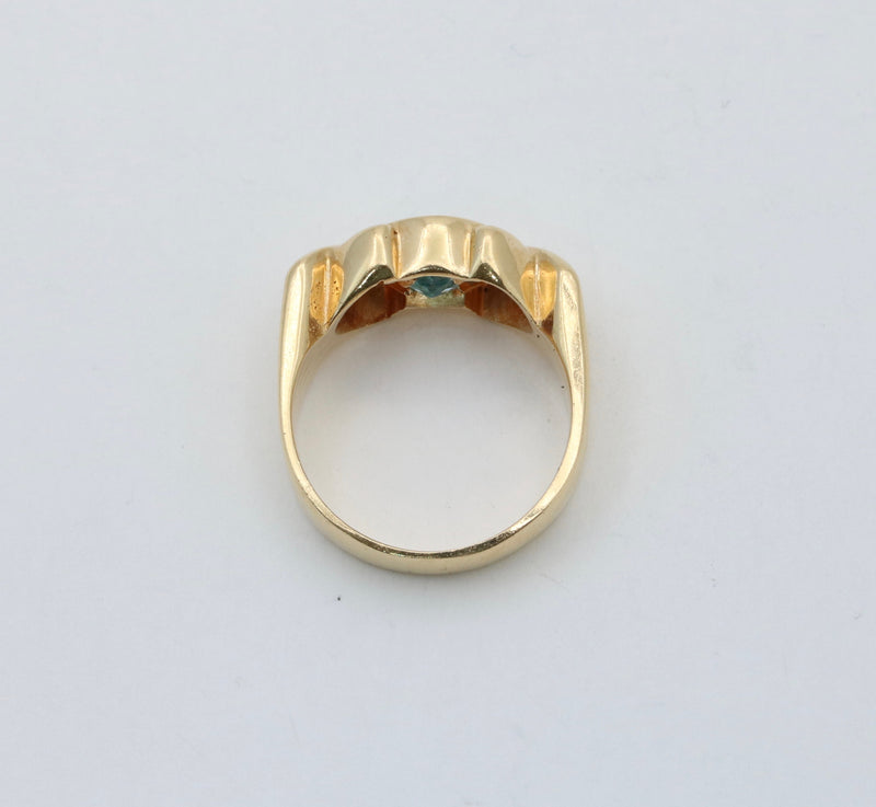 Vintage Blue Topaz and 14K Gold XOXO Ring