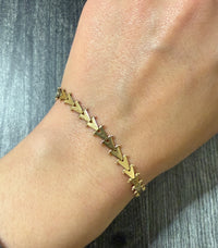 Vintage 14K Gold "V" Link Bracelet, 7.25" Long