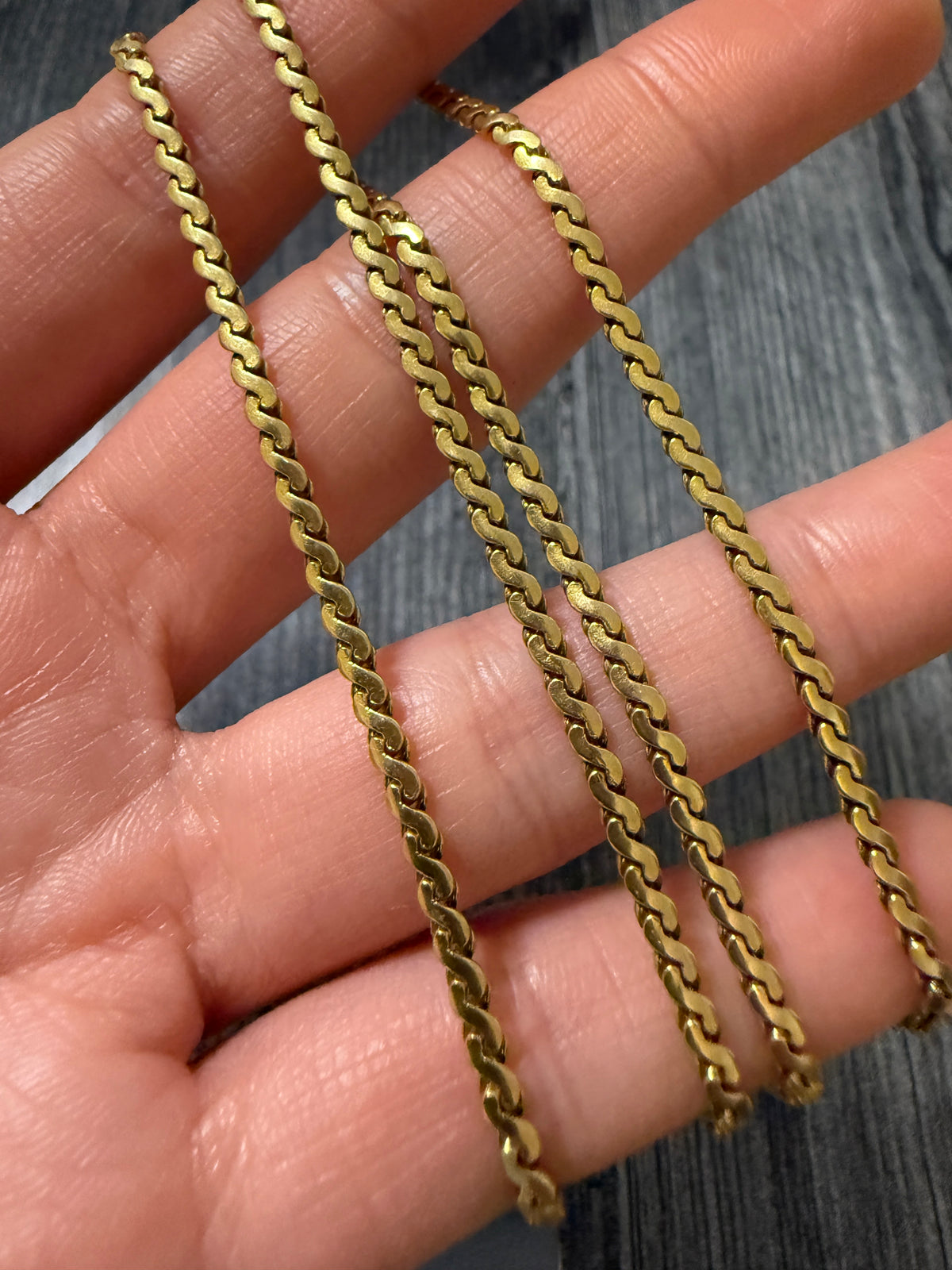 Vintage 18K Gold Uno A Erre "S" Link Chain, 22" Long