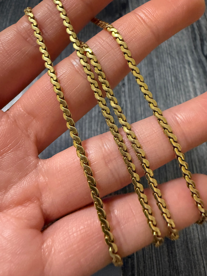 Vintage 18K Gold Uno A Erre "S" Link Chain, 22" Long