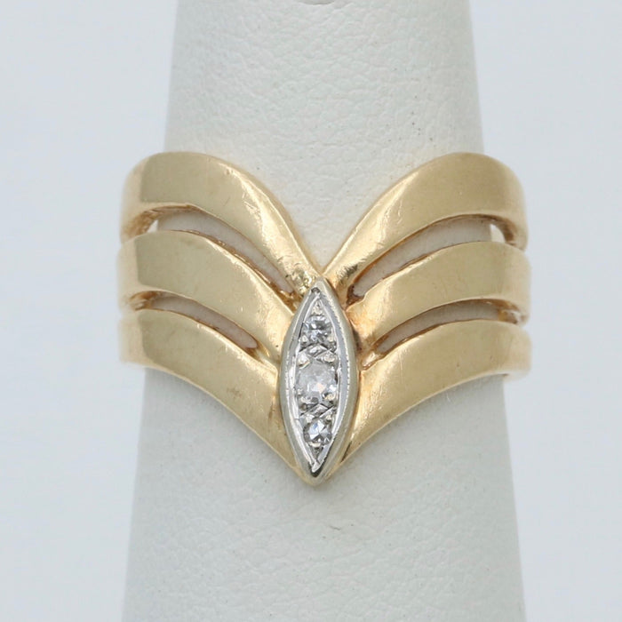 Vintage Diamond and 14K Gold Warrior Ring