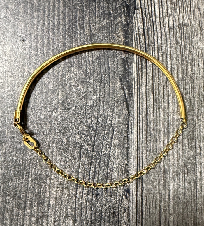 Vintage 18K Gold Bangle and Belcher Link Bracelet