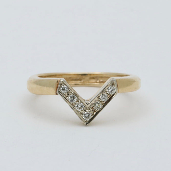 Vintage 14K Gold and Diamond V Band, Ring Jacket