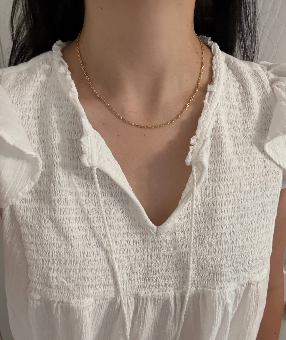 Vintage 14K Gold Mini Mariner Link Chain, 17.5" Long