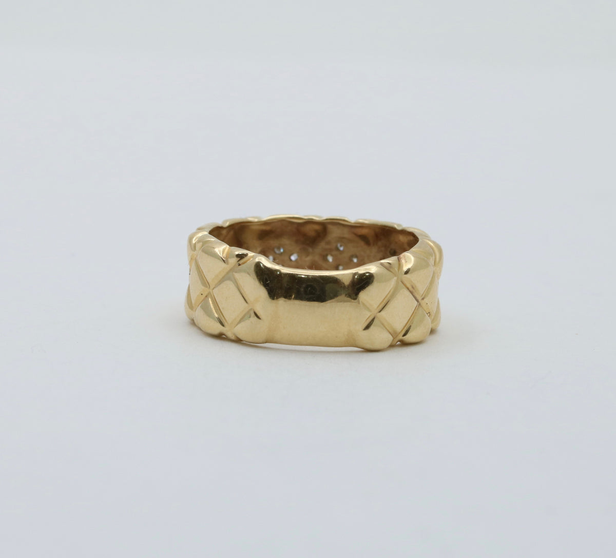 Vintage Diamond and 14K Gold Quilted Band