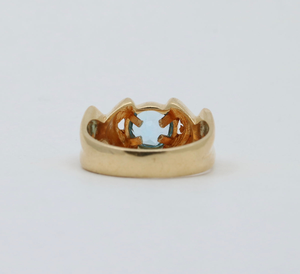 Vintage Blue Topaz and 14K Gold XOXO Ring