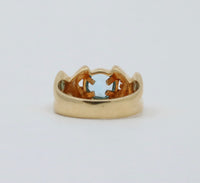 Vintage Blue Topaz and 14K Gold XOXO Ring