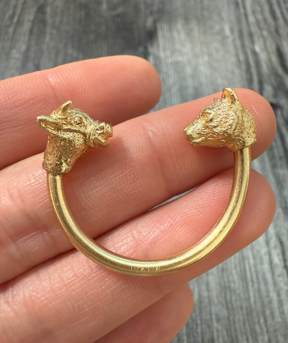 Vintage Stock Market Bull and Bear Key Ring