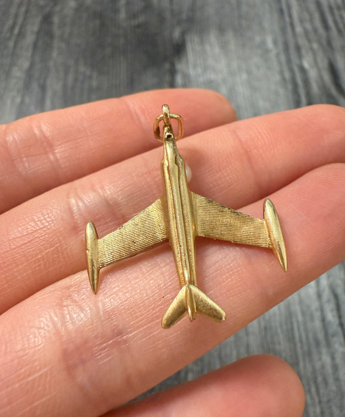 Vintage 14K Gold Airplane Charm